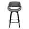 Armen Living Mona 26" Counter Height Swivel Gray Faux Leather and Black Wood Bar Stool LCMNBABLGR26 - alternate 2